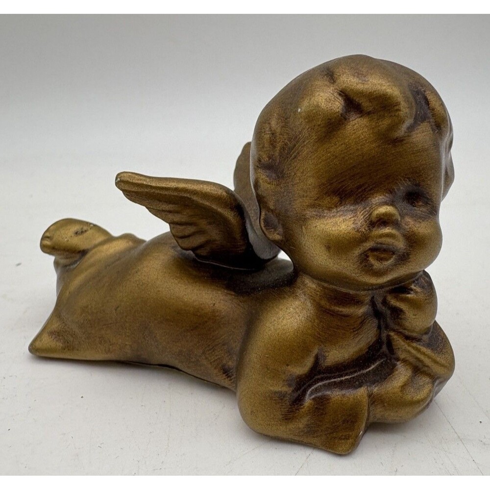 Vintage Wolin Company Antique/Gold 3.25” Angel Cherub